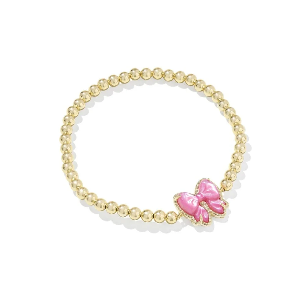 Kendra Scott Haley Bow Stretch Bracelet Womens Gold Rose Mother-of-Pearl GBO3261